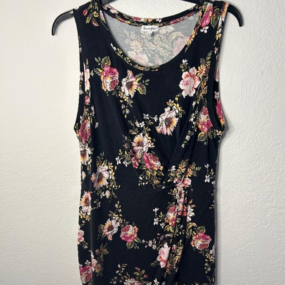 Black and Pink Floral Midi Sarong Tank Dress Size XL